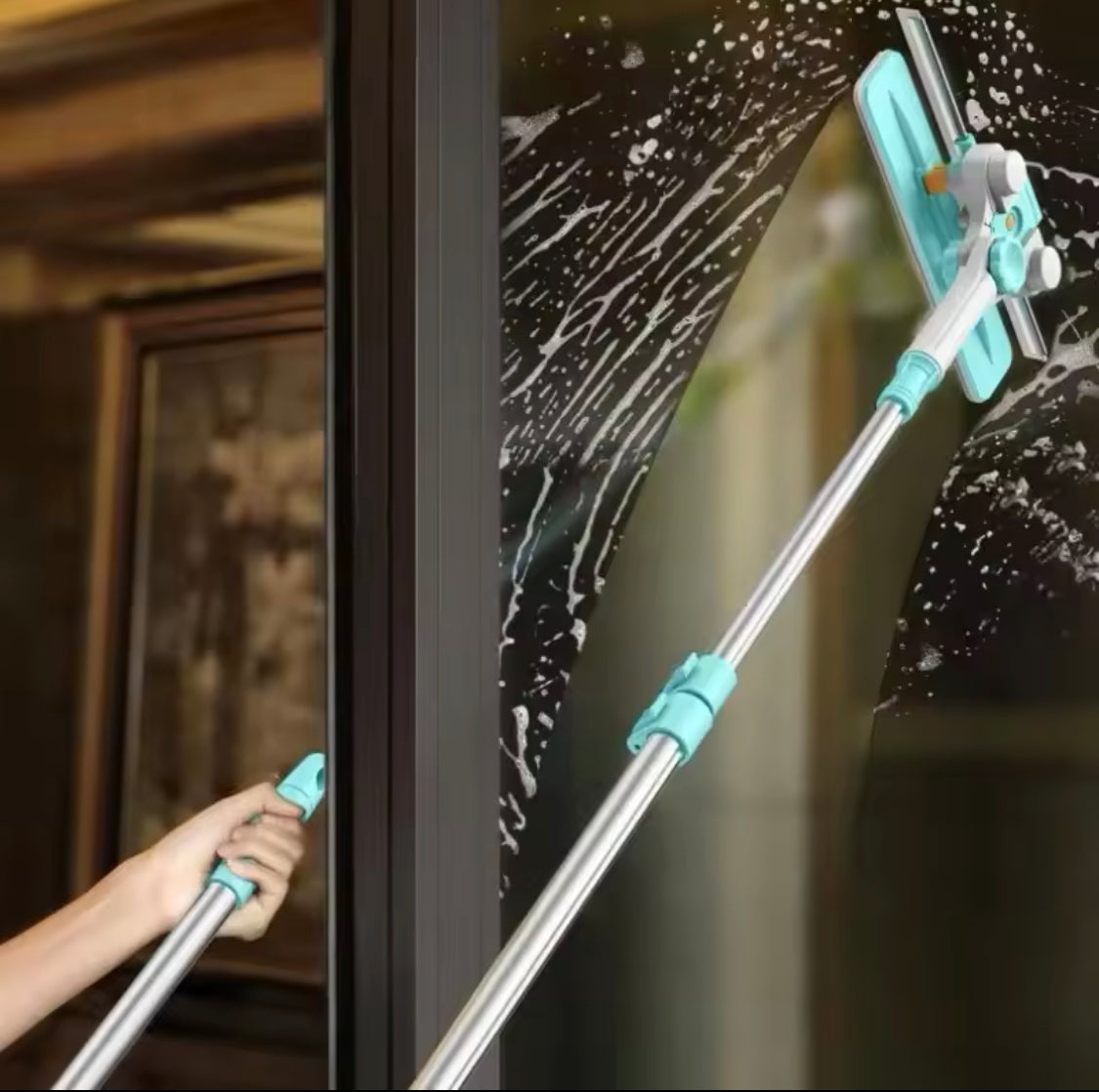 U-Shaped Window Glass Cleaner, Retractable Pole Washing Dust Cleaner Brush, Double-Sided Glass Cleaning Tool U-Shaped Window Glass Cleaner, Retractable Pole Washing Dust Cleaner Brush, Double-Sided Glass Cleaning Tool